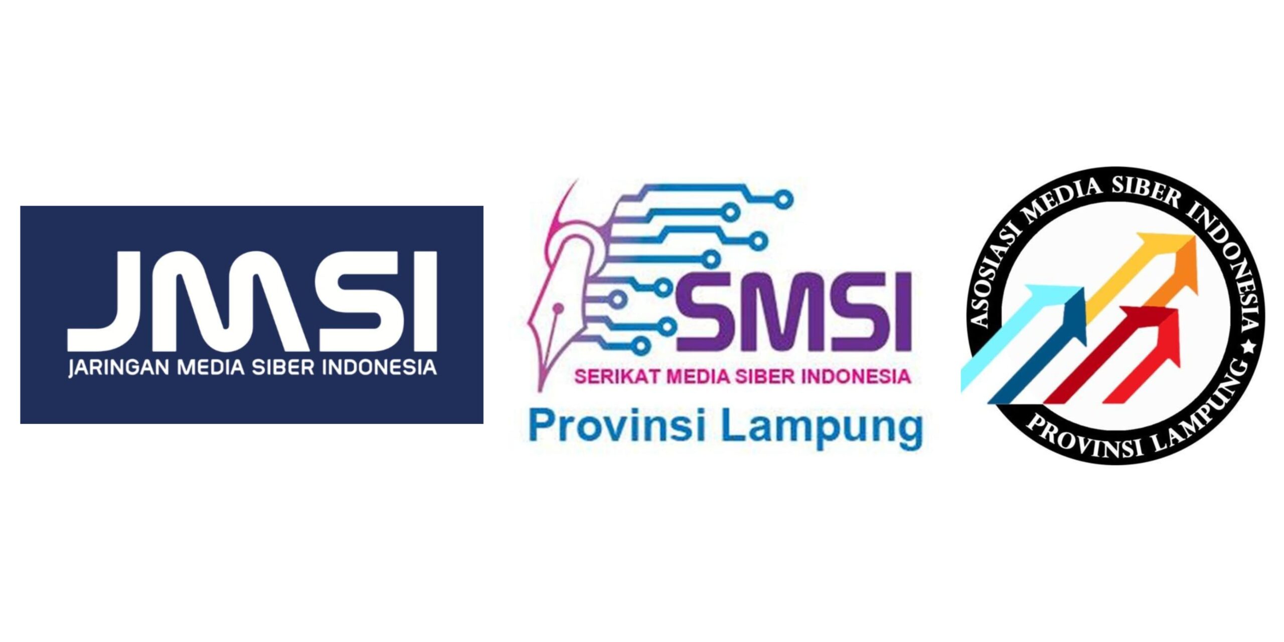 Logo tiga konsituen dewan pers SMSI (Serikat Media Siber Indonesia), JMSI (Jaringan Media Siber Indonesia), dan AMSI (Asosiasi Media Siber Indonesia).